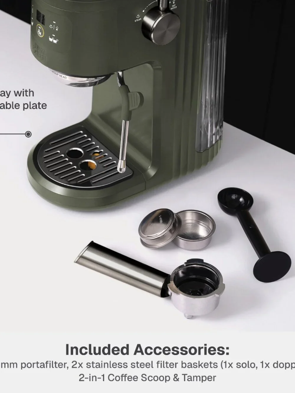 Thyme & Table Barista Mini Espresso Machine 15 Bar - Dusty Moss / Green - NEW